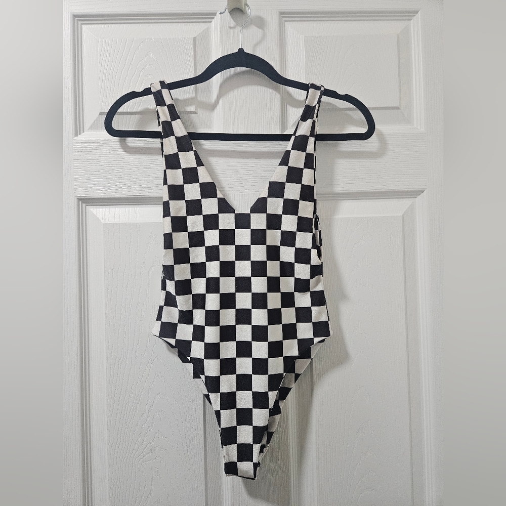 Checkered One Piece Swimsuit